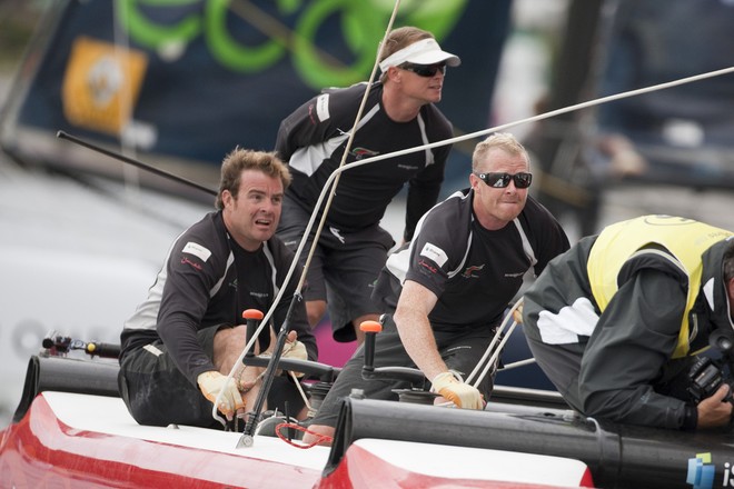 Chris Draper onboard Oman Sail Masirah the winners of the 2009 circuit - Extreme Sailing Series © Lloyd Images http://lloydimagesgallery.photoshelter.com/